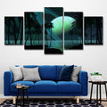 Sikunuo | Tropics Night Zeeland Landscape Canvas Green Ring Planet Wall Art Print for Family Room
