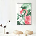 Sikunuo | Tropical Style Flamingo Painting in Pastel Color Textured Canvas for Dining Room