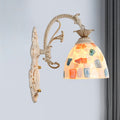 Sikunuo | 1/2-Light Wall Sconce Baroque Dome Shell Mosaic Pattern Wall Lamp with Curved Arm in White
