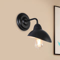 Sikunuo | 1 Bulb Dome-Shaped Wall Light Stock Black Metallic Wall Lighting Ideas for the Bedroom