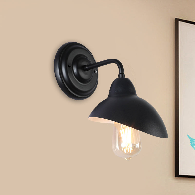 Sikunuo | 1 Bulb Dome-Shaped Wall Light Stock Black Metallic Wall Lighting Ideas for the Bedroom