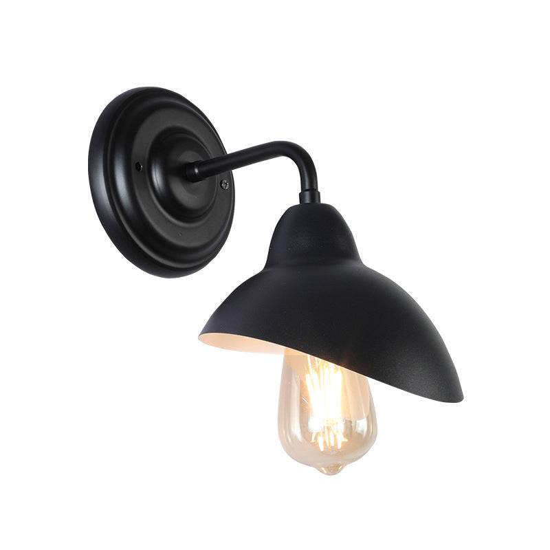 Sikunuo | 1 Bulb Dome-Shaped Wall Light Stock Black Metallic Wall Lighting Ideas for the Bedroom