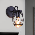 Sikunuo | Waist Drum Frame Restaurant Wall Lamp Vintage Metallic 1 Light Black Wall Mounting Lighting Fixture