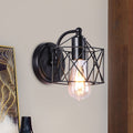 Sikunuo | Black Single-Head Wall-Mounted Lighting Antique Metal Hexagon Frame Reading Wall Light for the Living Room