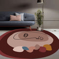 Sikunuo | Simple Novelty Irregular Carpet in Brown Abstract Face Pattern Carpet Polyester Stain-Resistant Area Rug for Home Decoration