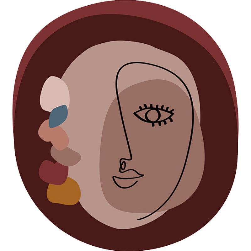 Sikunuo | Simple Novelty Irregular Carpet in Brown Abstract Face Pattern Carpet Polyester Stain-Resistant Area Rug for Home Decoration