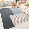 Sikunuo | Novelty Living Room irregular rug in gray color block rectangular printed rug polyester pet-friendly area rug