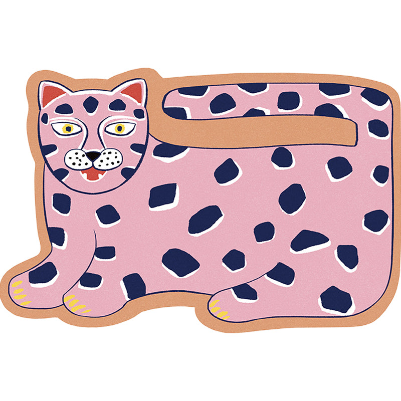 Sikunuo | Stylish children's irregular rug in pink and brown animal tiger lion pattern rug polyester washable rug for the children's room
