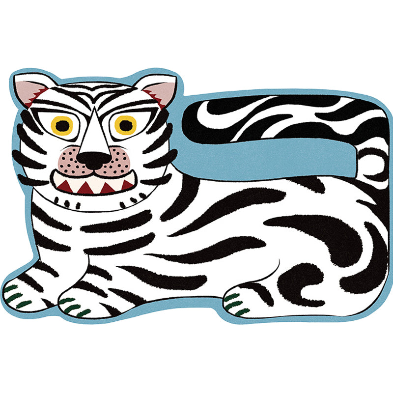 Sikunuo | Stylish children's irregular rug in pink and brown animal tiger lion pattern rug polyester washable rug for the children's room