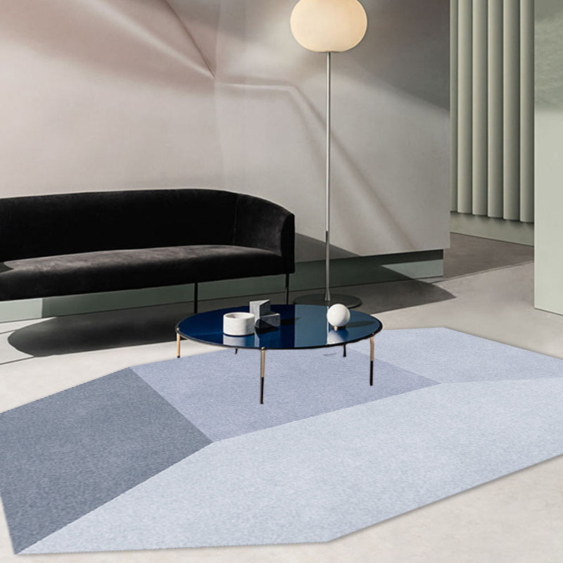 Sikunuo | Gray irregular bedroom carpet novelty color block geometry pattern carpet polyester non-slip backing carpet