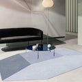 Sikunuo | Gray irregular bedroom carpet novelty color block geometry pattern carpet polyester non-slip backing carpet