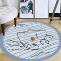 Sikunuo | Novelty Living Room Irregular Carpet in Blue Abstract Painting Print Carpet Polyester Non-Slip Back Carpet