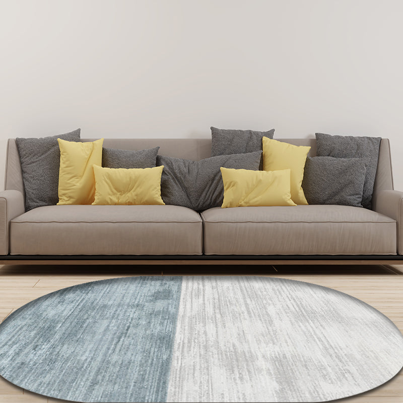 Sikunuo | Novelty Living Room Carpet in Pink and Blue Color Block Print Carpet Polyester Stain Resistant Area Rug