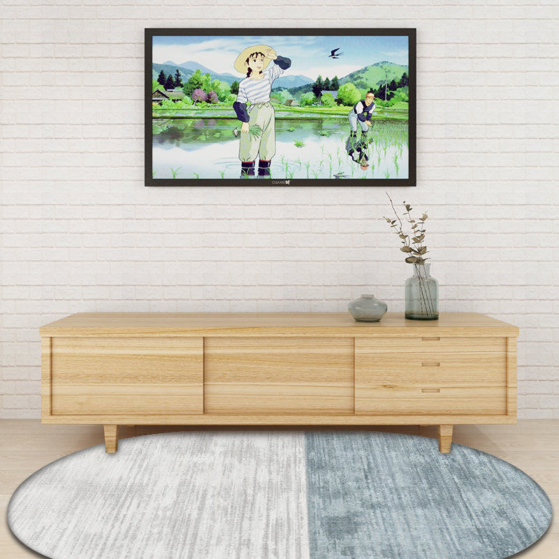 Sikunuo | Novelty Living Room Carpet in Pink and Blue Color Block Print Carpet Polyester Stain Resistant Area Rug