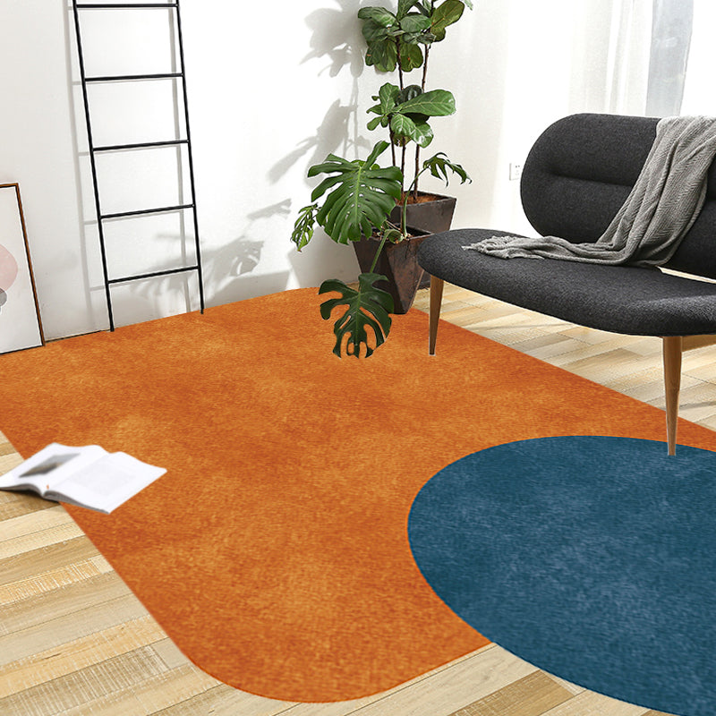 Sikunuo | Novelty Living Room Irregular Carpet in Gray and Pink Color Block Circle Rectangle Print Carpet Polyester Non-Slip Carpet