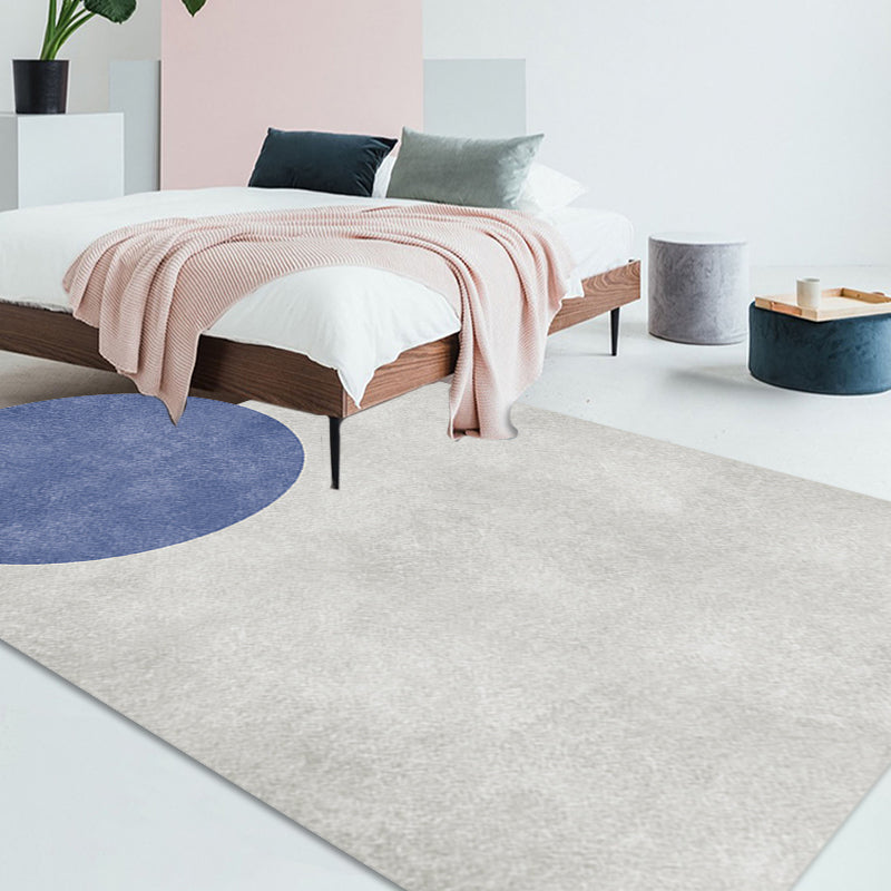 Sikunuo | Novelty Living Room Irregular Carpet in Gray and Pink Color Block Circle Rectangle Print Carpet Polyester Non-Slip Carpet