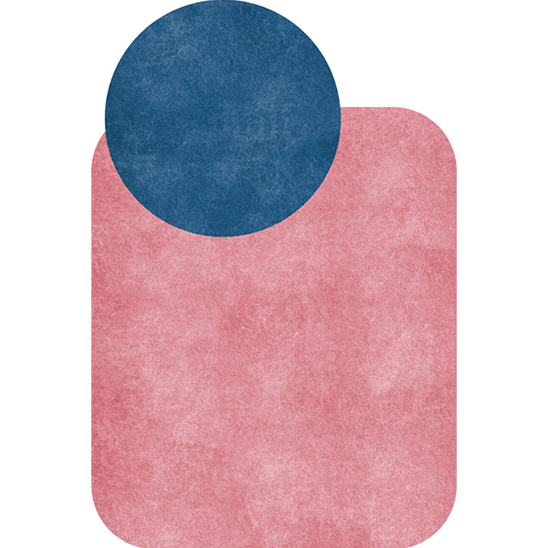 Sikunuo | Novelty Living Room Irregular Carpet in Gray and Pink Color Block Circle Rectangle Print Carpet Polyester Non-Slip Carpet