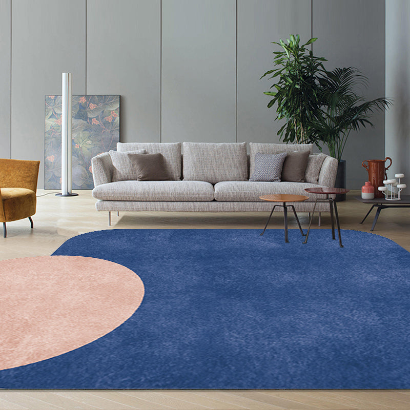Sikunuo | Novelty Living Room Irregular Carpet in Gray and Pink Color Block Circle Rectangle Print Carpet Polyester Non-Slip Carpet