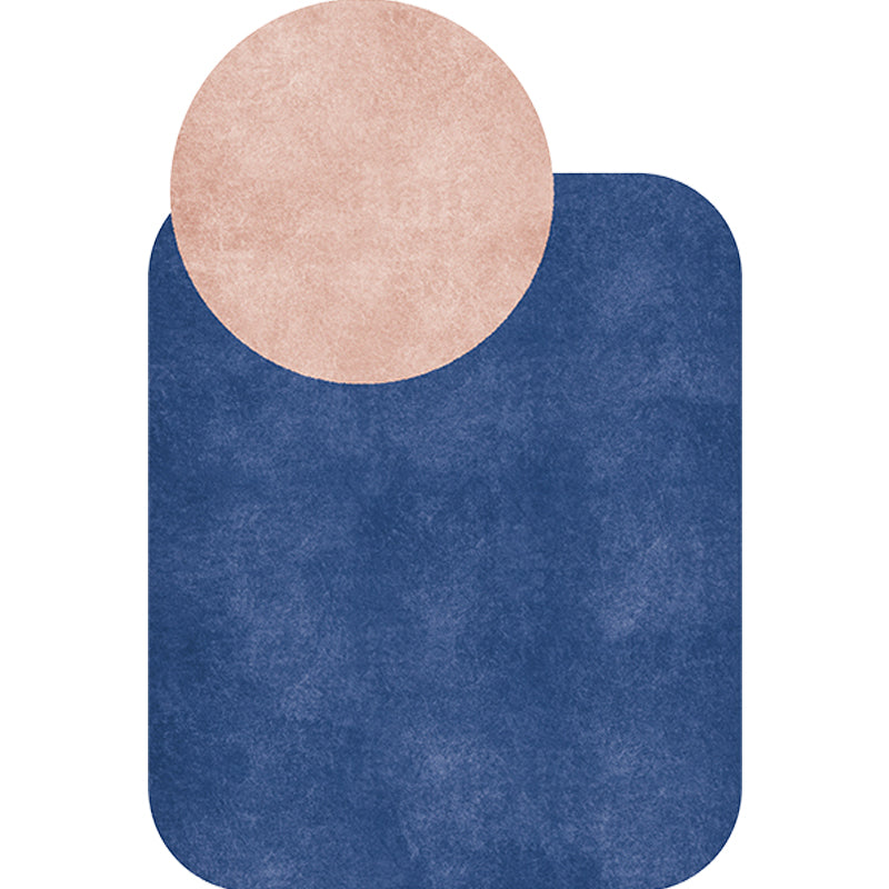 Sikunuo | Novelty Living Room Irregular Carpet in Gray and Pink Color Block Circle Rectangle Print Carpet Polyester Non-Slip Carpet