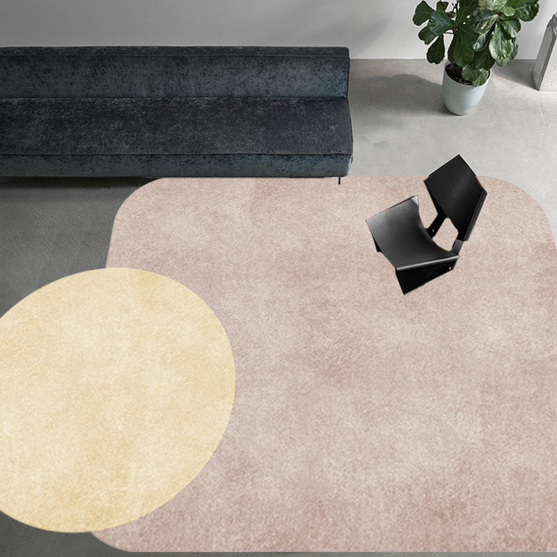 Sikunuo | Novelty Living Room Irregular Carpet in Gray and Pink Color Block Circle Rectangle Print Carpet Polyester Non-Slip Carpet