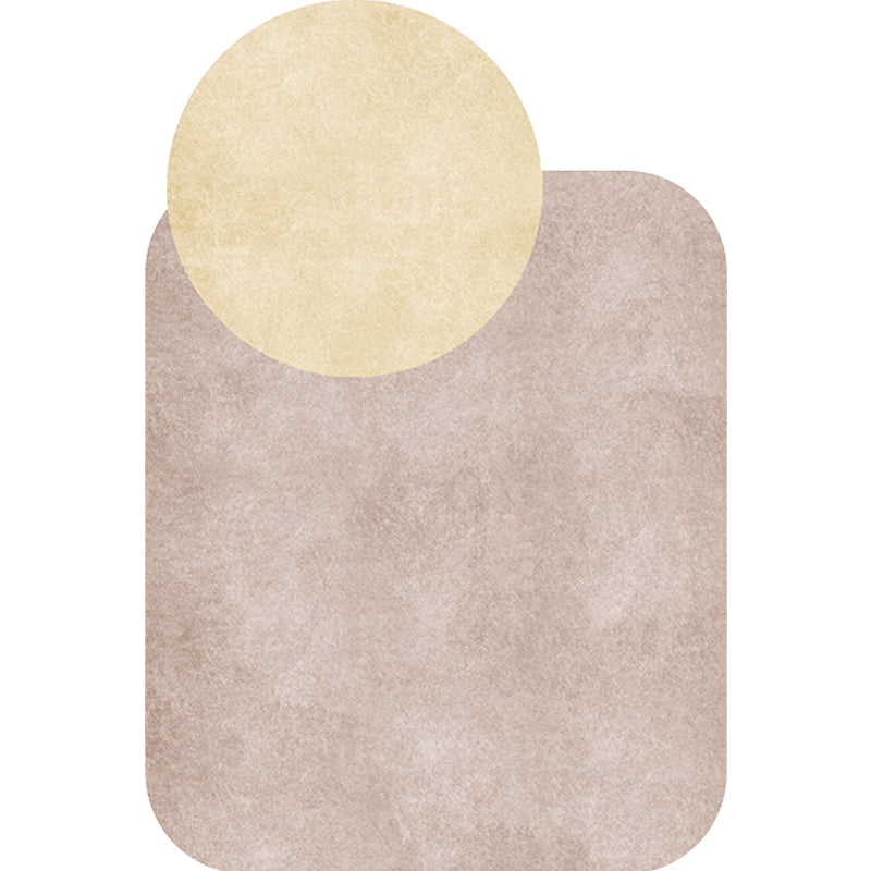 Sikunuo | Novelty Living Room Irregular Carpet in Gray and Pink Color Block Circle Rectangle Print Carpet Polyester Non-Slip Carpet