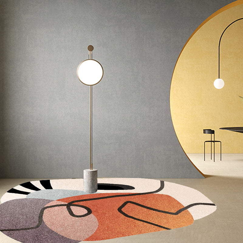Sikunuo | Simple Novelty Irregular Rug in Brown Abstract Pattern Carpet Polyester Machine Washable Area Rug for Home Decor