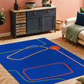 Sikunuo | Nordic Modernism Carpet Blue and Yellow Abstract Carpet Pet Friendly Non-slip Rug for Bedroom