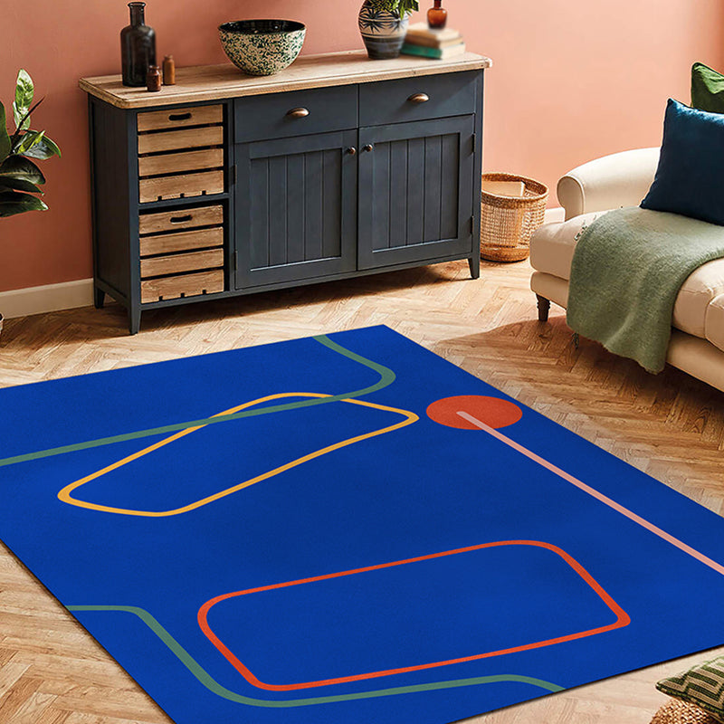 Sikunuo | Nordic Modernism Carpet Blue and Yellow Abstract Carpet Pet Friendly Non-slip Rug for Bedroom