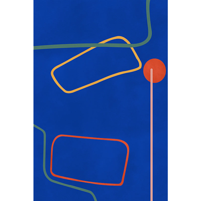 Sikunuo | Nordic Modernism Carpet Blue and Yellow Abstract Carpet Pet Friendly Non-slip Rug for Bedroom