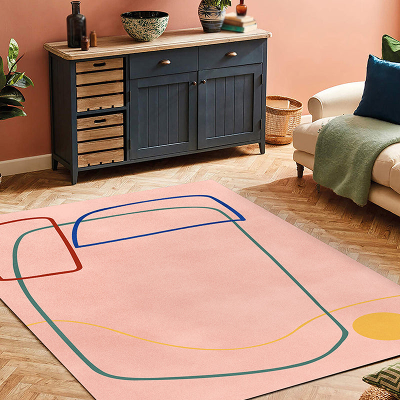 Sikunuo | Nordic Modernism Carpet Blue and Yellow Abstract Carpet Pet Friendly Non-slip Rug for Bedroom