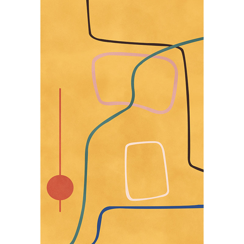 Sikunuo | Nordic Modernism Carpet Blue and Yellow Abstract Carpet Pet Friendly Non-slip Rug for Bedroom