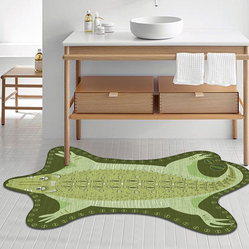 Sikunuo | Green Irregular Carpet Nursery Kids Animal Crocodile Pattern Area Rug Polyester Stain Resistant Carpet