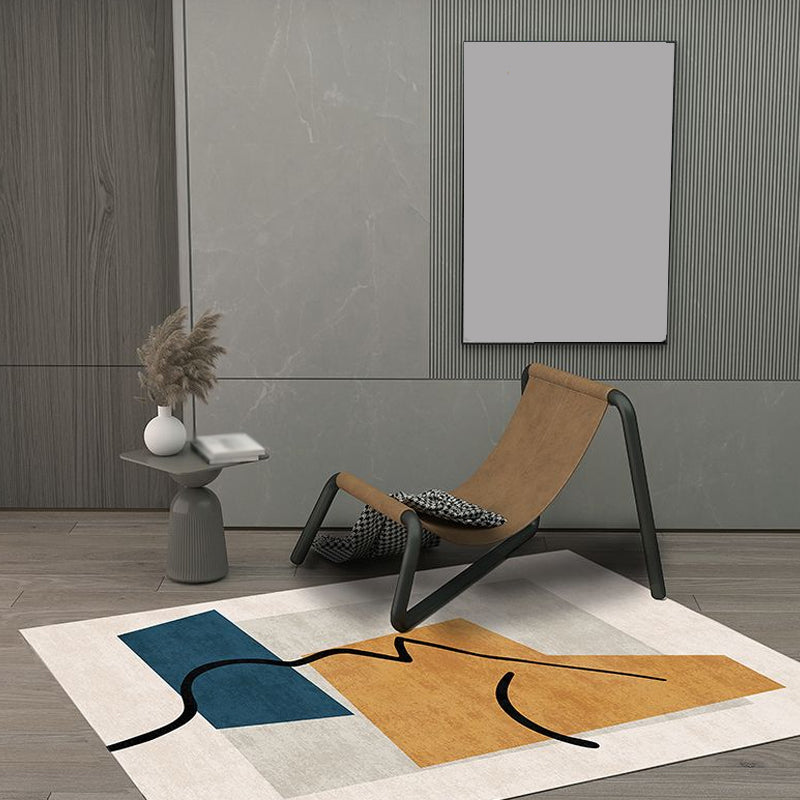 Sikunuo | Novelty Character Pattern Rug Multicolored Polyester Rug Non-Slip Backing Pet-Friendly Rug for Living Room