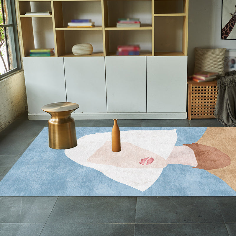 Sikunuo | Novelty Character Pattern Rug Multicolored Polyester Rug Non-Slip Backing Pet-Friendly Rug for Living Room