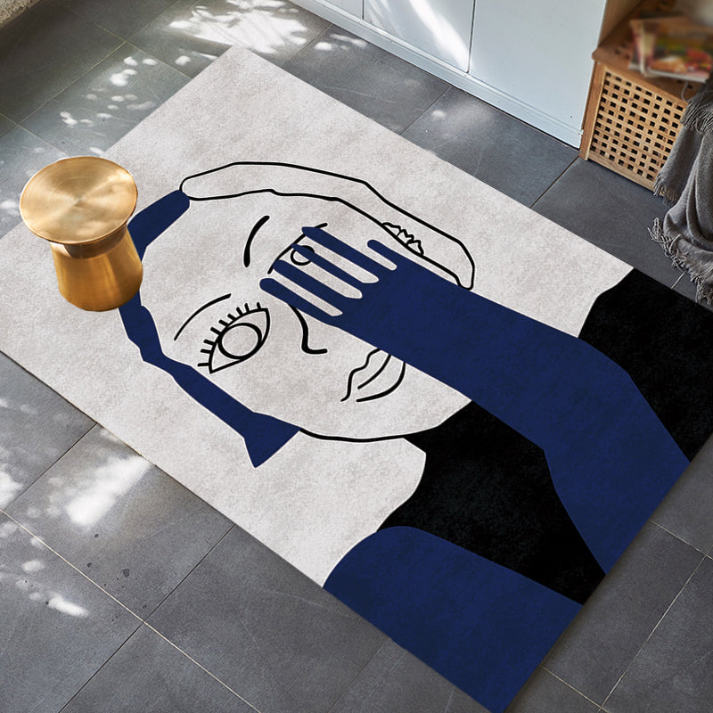 Sikunuo | Novelty Character Pattern Rug Multicolored Polyester Rug Non-Slip Backing Pet-Friendly Rug for Living Room