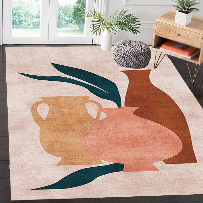 Sikunuo | Novelty Character Pattern Rug Multicolored Polyester Rug Non-Slip Backing Pet-Friendly Rug for Living Room