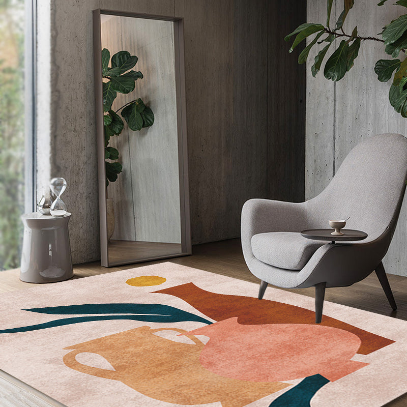 Sikunuo | Novelty Character Pattern Rug Multicolored Polyester Rug Non-Slip Backing Pet-Friendly Rug for Living Room