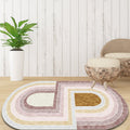 Sikunuo | Pink Bedroom Carpet Novelty Color Block Pattern Area Rug Polyester Machine Washable Carpet