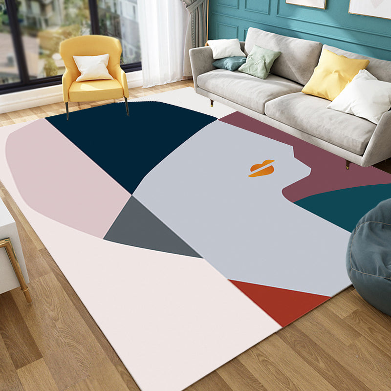 Sikunuo | Multicolored character pattern rug polyester casual rug pet-friendly washable rug for the bedroom