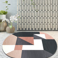 Sikunuo | Novelty Living Room Rug in Gray and Pink Color Block Irregular Shape Printed Rug Polyester Non-Slip Back Rug