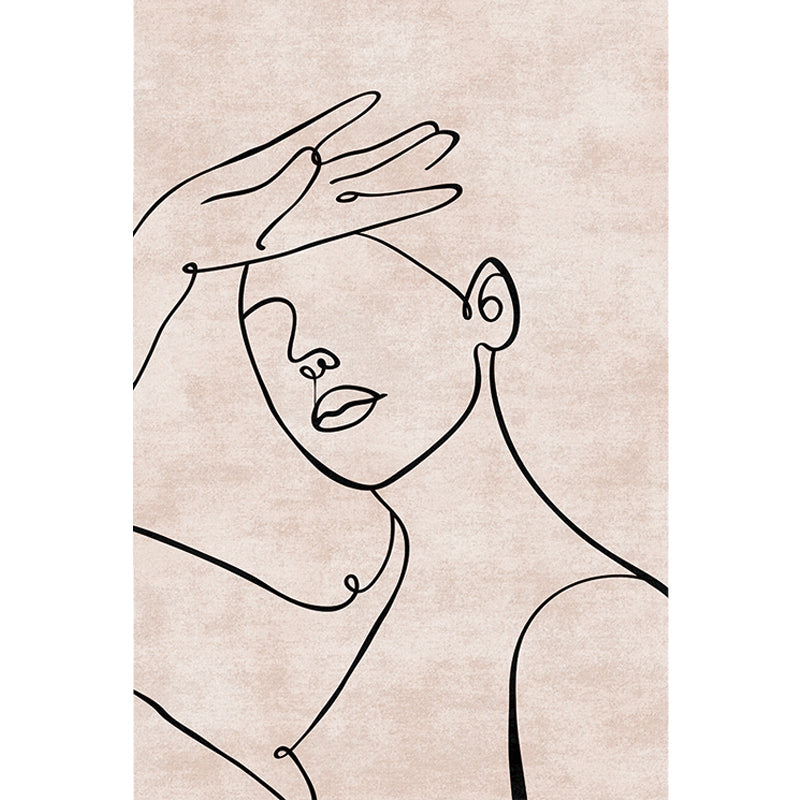 Sikunuo | Contemporary Figure Pattern Carpet Multicolor Polyester Carpet Washable Pet Friendly Area Rug for Bedroom