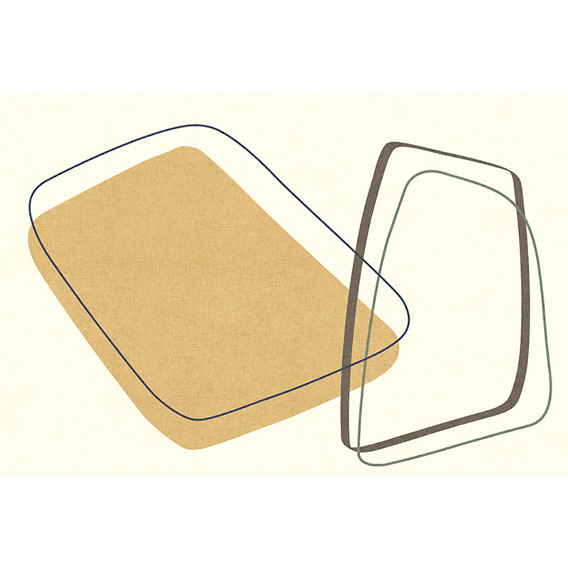 Sikunuo | Unique Casual Carpet Beige Color Block Carpet Washable Pet-Friendly Non-Slip Rug for the Living Room