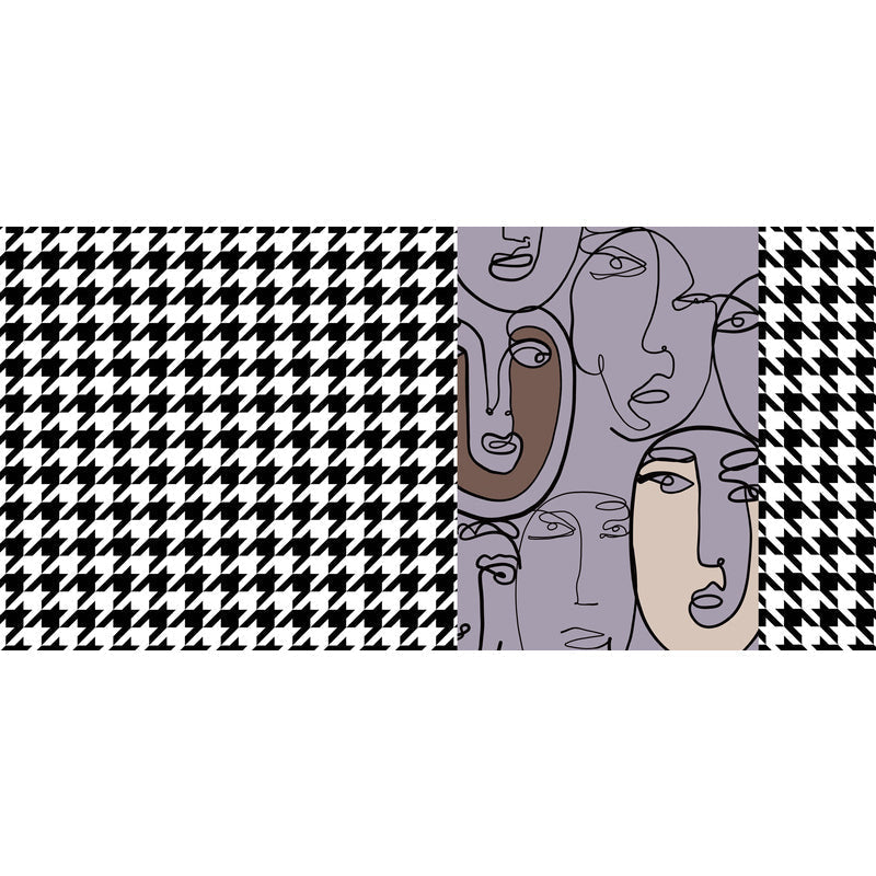 Sikunuo | Pink Houndstooth Pattern Carpet Polyester Modernist Carpet Pet-Friendly Non-Slip Back Carpet for Living Room