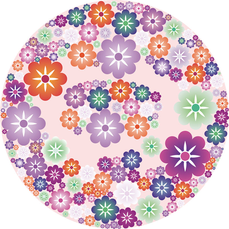 Sikunuo | Unique Flower Pattern Carpet Pink and Orange Child's Carpet Polyester Pet Friendly Washable Non-Slip Back Carpet for the Children's Room