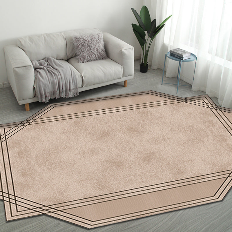 Sikunuo | Brown Bedroom Carpet New Single-Colored Area Rug Polyester Pet-Friendly Non-Slip Rug