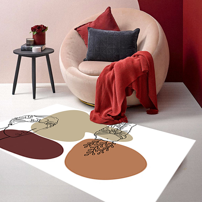 Sikunuo | Modern character pattern carpet with leaf brown and yellow polyester carpet washable pet-friendly carpet for the bedroom