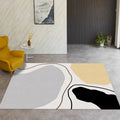 Sikunuo | Novelty Abstract Area Rug Beige Polyester Rug Non-Slip Back Washable Pet Friendly Area Rug for Living Room