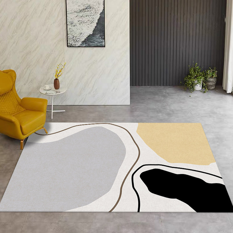 Sikunuo | Novelty Abstract Area Rug Beige Polyester Rug Non-Slip Back Washable Pet Friendly Area Rug for Living Room
