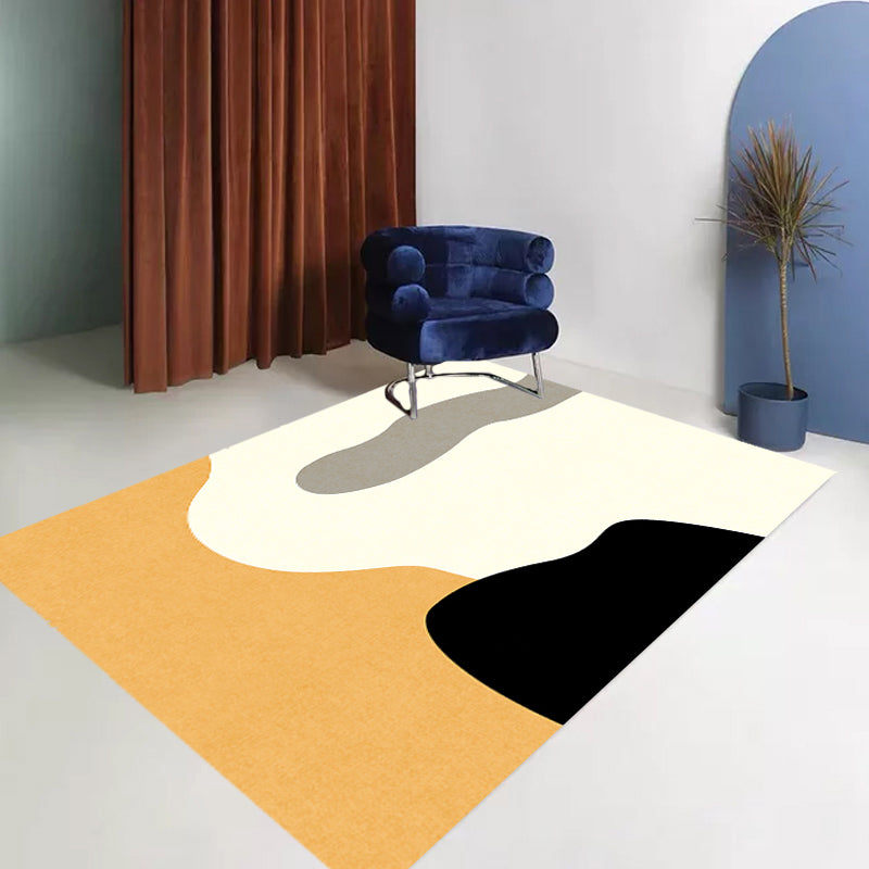 Sikunuo | Novelty Abstract Area Rug Beige Polyester Rug Non-Slip Back Washable Pet Friendly Area Rug for Living Room