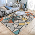 Sikunuo | Color Block Geometric Living Room Rug Polyester Novelty Abstract Rug Washable Pet Friendly Carpet